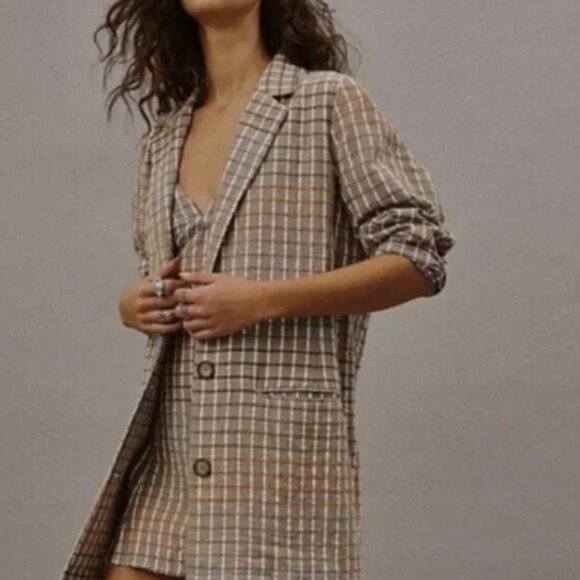 BRAND NEW Free People Plaid Dress and Blazer Set. $198+ Retail - Picture 2 of 6